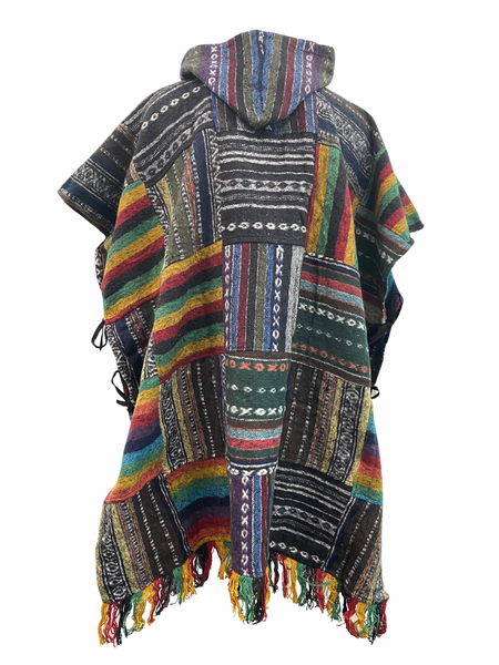 Patchwork Brushed Gheri cotton Poncho