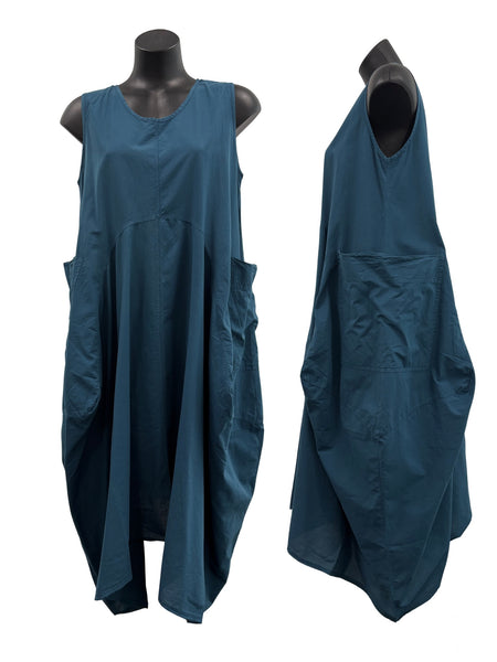 Sleeveless shaped dress teal blue