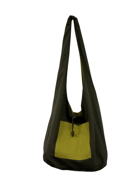 Reversible yogi shoulder bag green