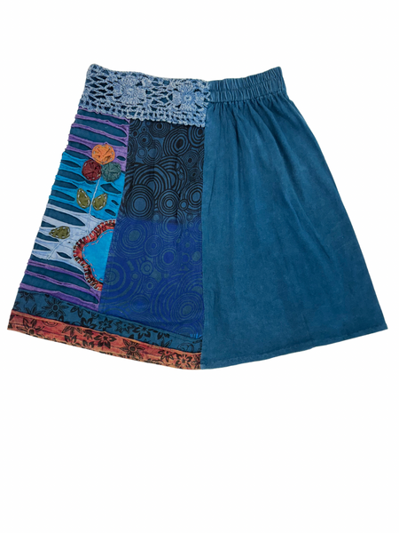 Short razor cut skirt blue