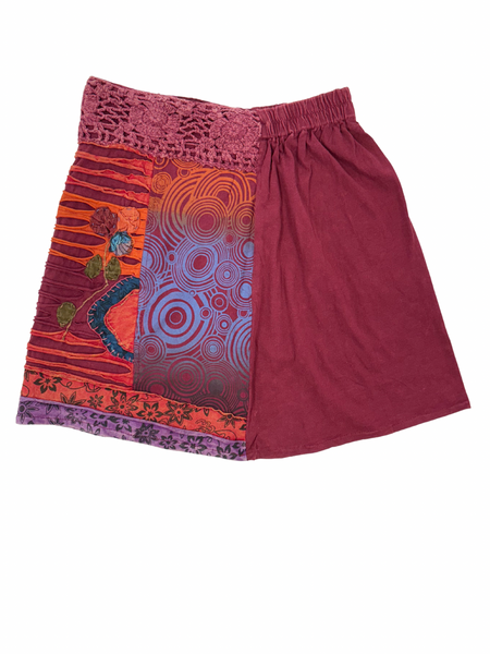 Short razor cut skirt Maroon
