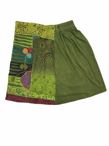 Short razor cut skirt green