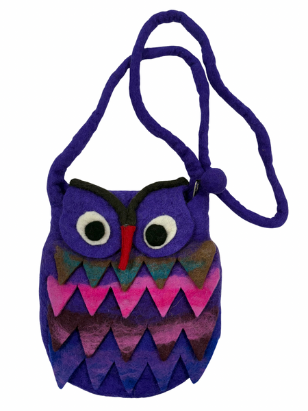 Felted wool owl bag