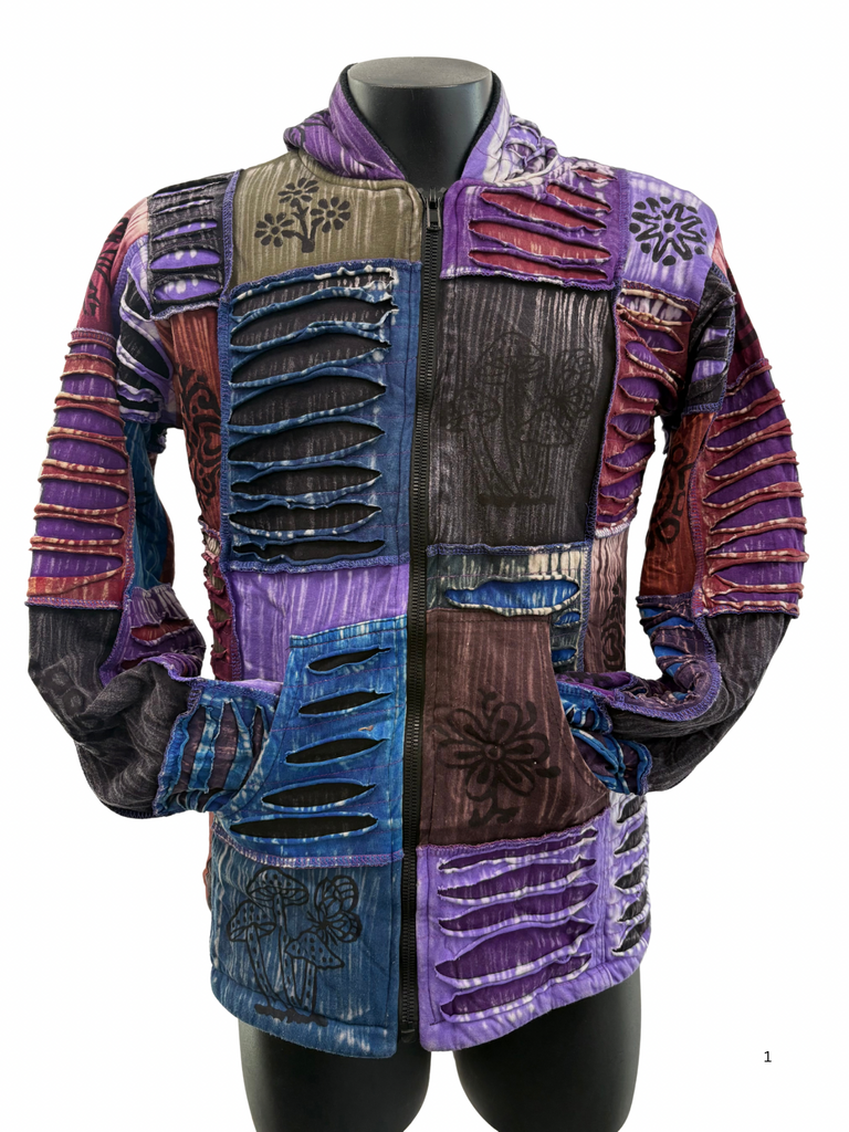 Razor cut Knit Patchwork Jacket M