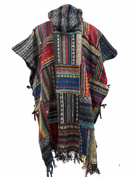 Patchwork Brushed Gheri cotton Poncho
