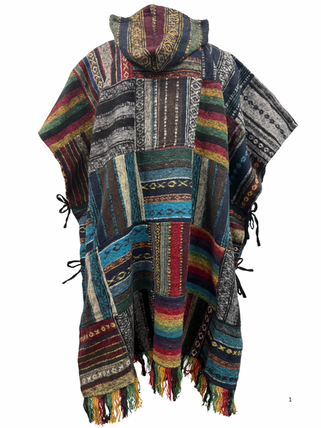 Patchwork Brushed Gheri cotton Poncho