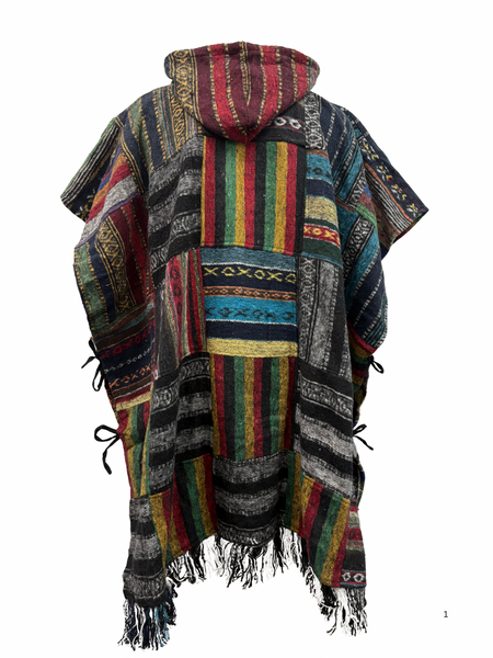 Patchwork Brushed Gheri cotton Poncho