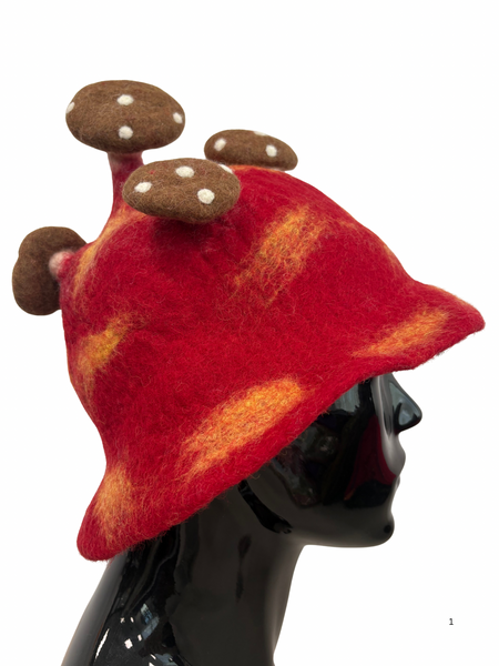 Felted Wool winter hat mushroom