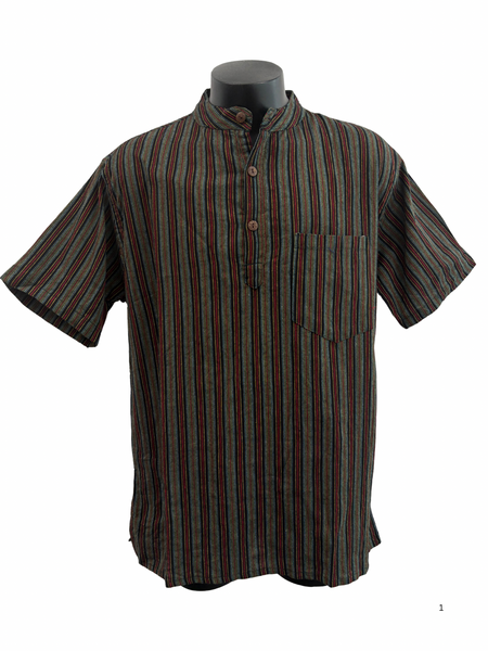 Cotton Short Sleeve Striped Shirt