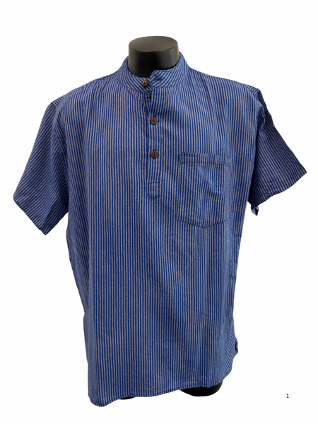 Cotton Short Sleeve Striped Shirt