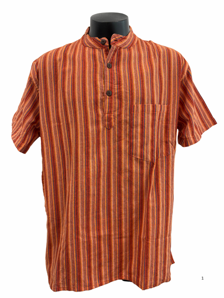 Cotton Short Sleeve Striped Shirt