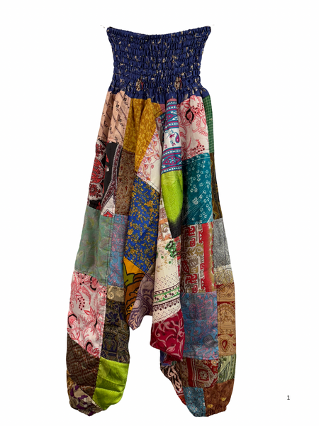 Recycled Silk Patchwork Happy Pants