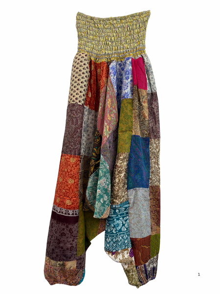 Recycled Silk Patchwork Happy Pants