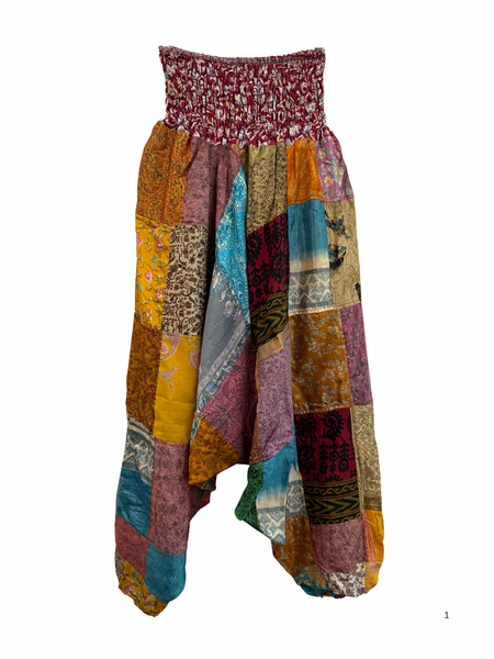 Recycled Silk Patchwork Happy Pants