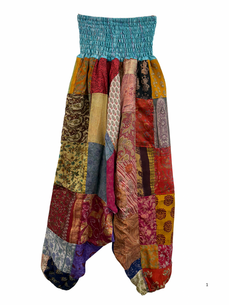 Recycled Silk Patchwork Happy Pants