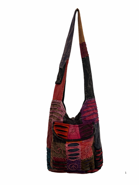 Patchwork razor cut shoulder bag