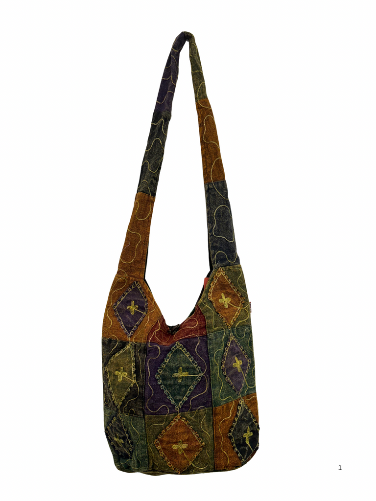 Embroidered Patchwork shoulder bag
