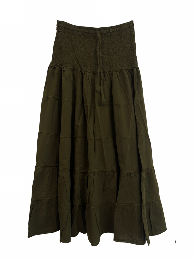 Tiered Skirt Olive Green