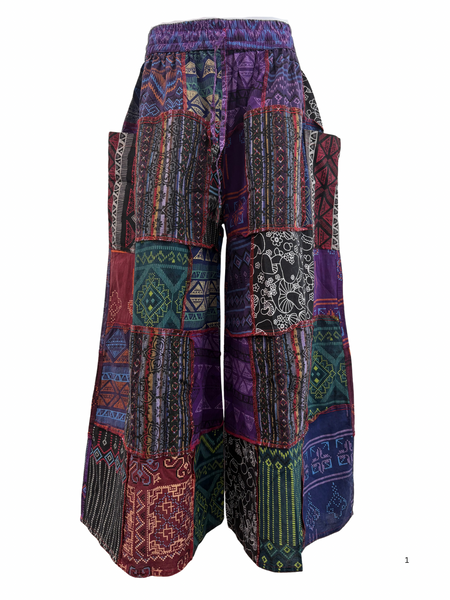 Wide leg patch pants Purple