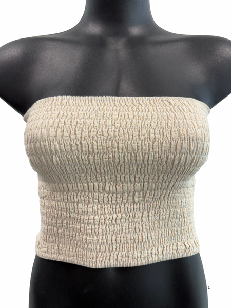 Shirred tube top Cream