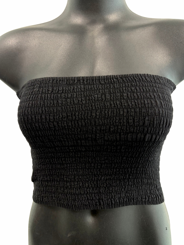 Shirred tube top Black
