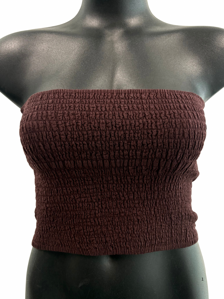 Shirred tube top Brown