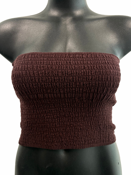 Shirred tube top Brown