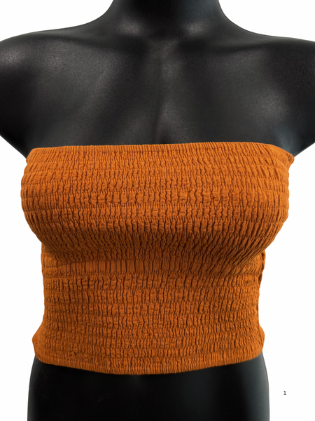 Shirred tube top Burnt Orange