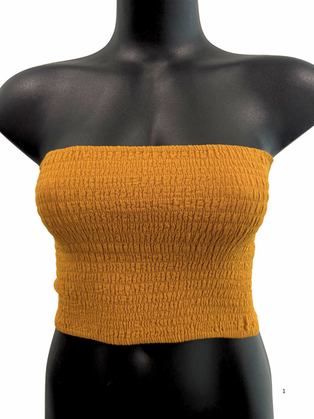 Shirred tube top Mustard