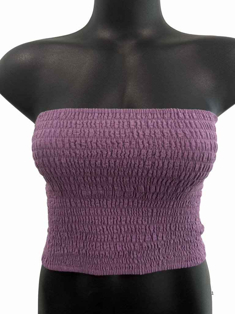 Shirred tube top Mauve