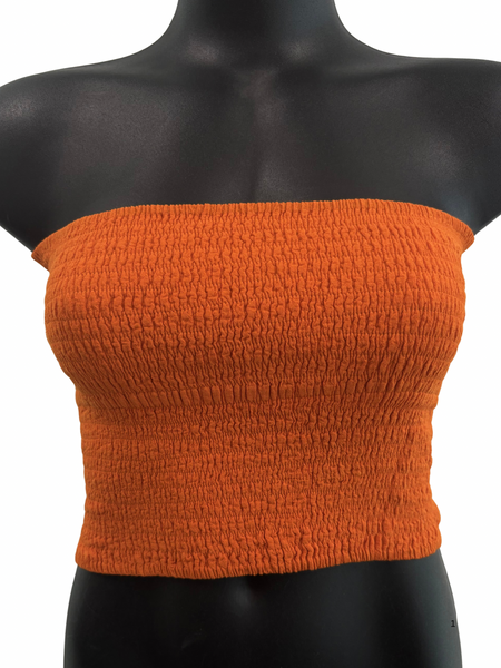 Shirred tube top Orange