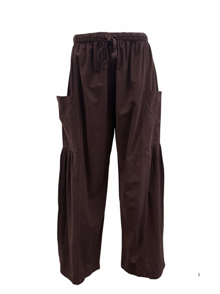 Gathered Hip Pocket Pants Brown