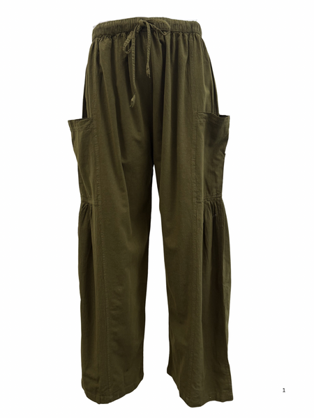 Gathered Hip Pocket Pants Green