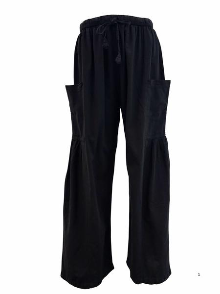 Gathered Hip Pocket Pants Black