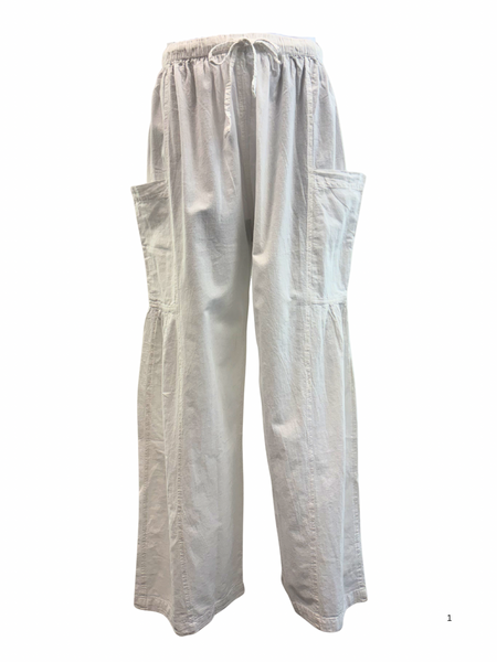 Gathered Hip Pocket Pants White