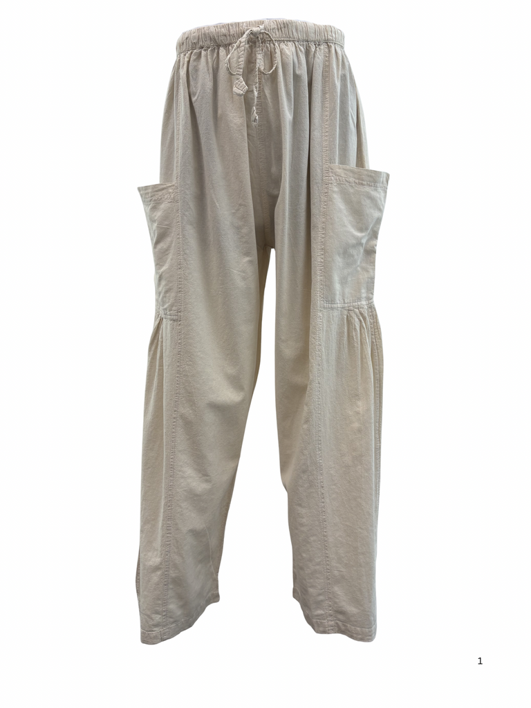 Gathered Hip Pocket Pants Cream