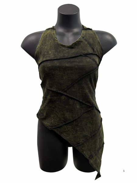 Asymmetric overlocked top green