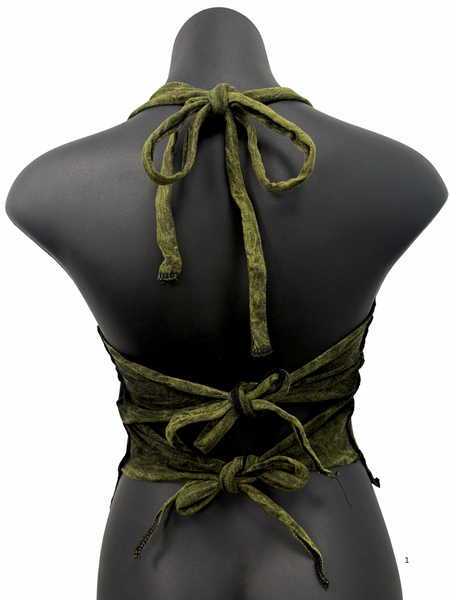 Asymmetric overlocked top green