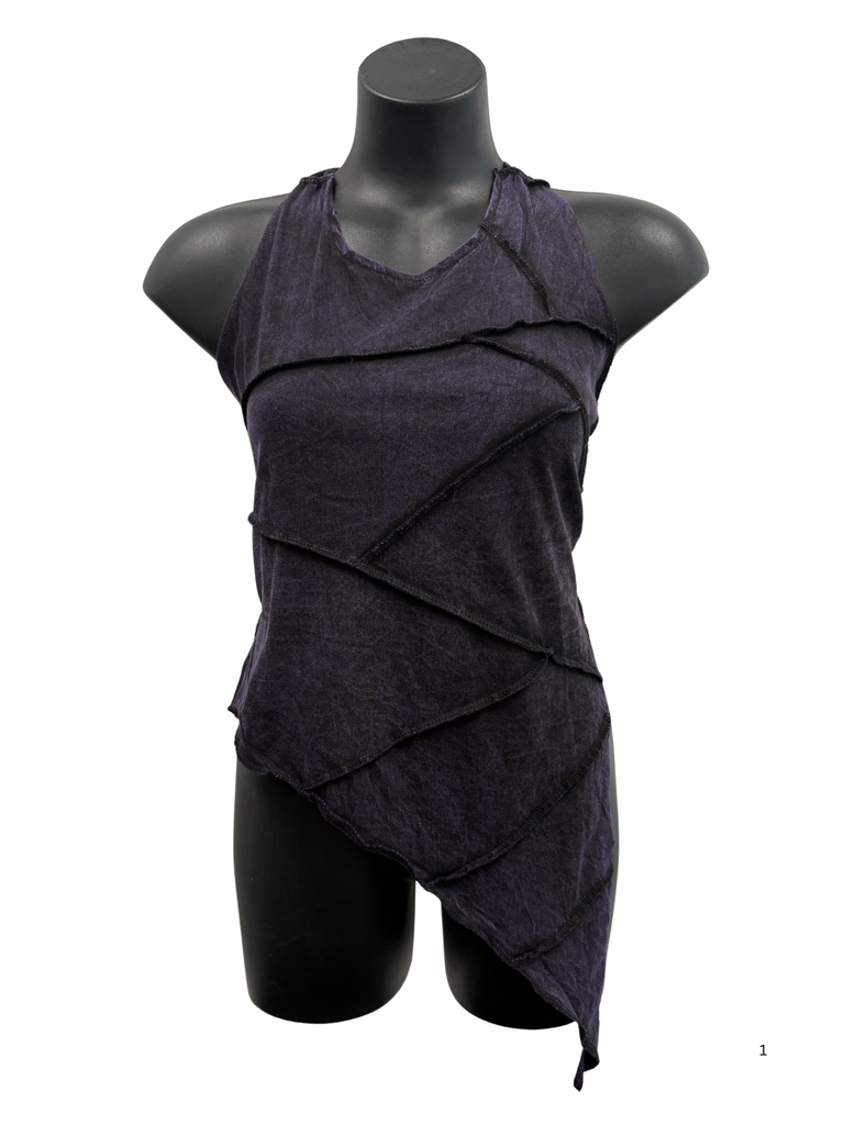 Asymmetric overlocked top purple