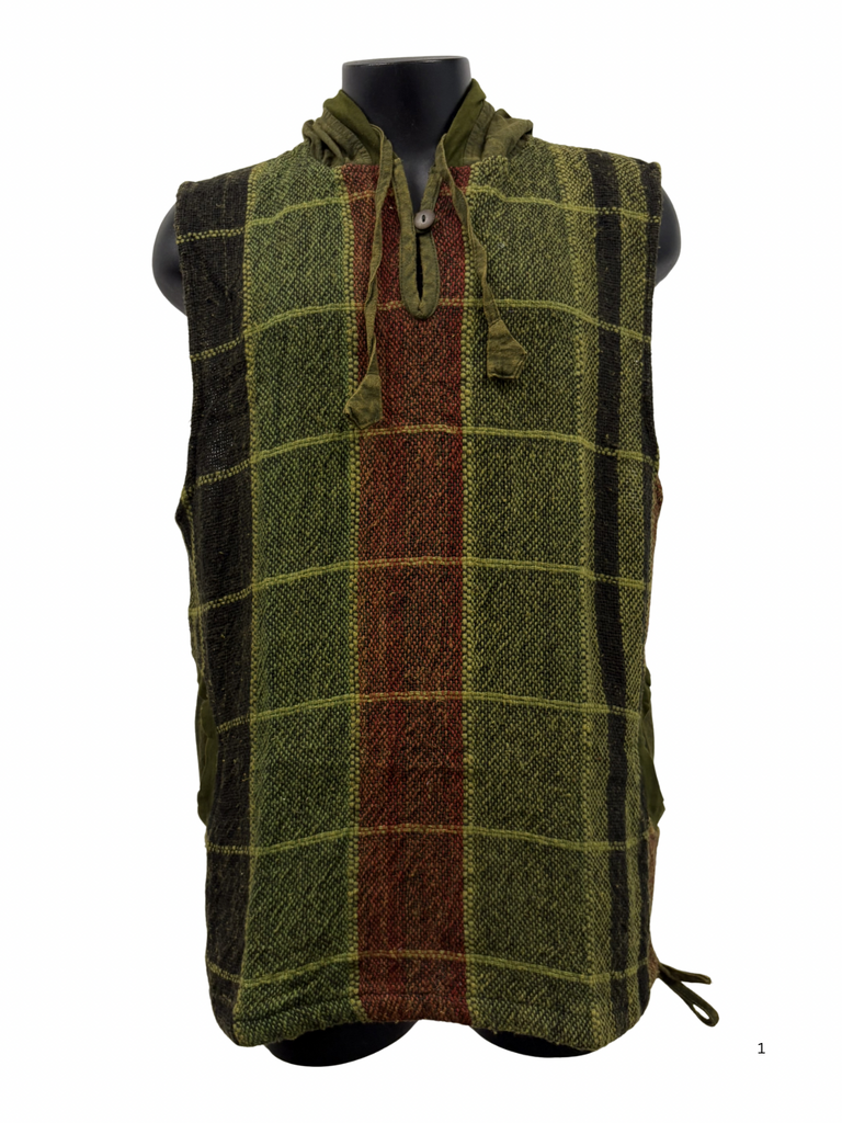 Jali Plaid  Cotton Pullover Sleeveless Green