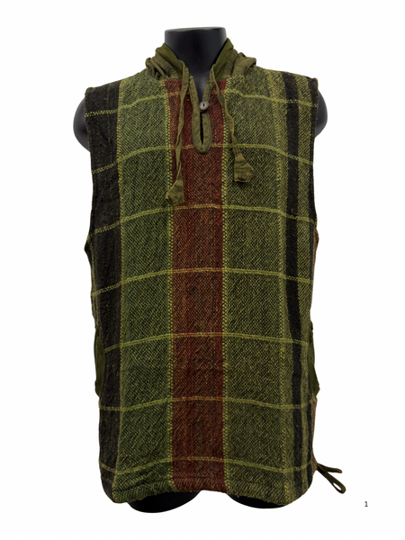 Jali Plaid  Cotton Pullover Sleeveless Green