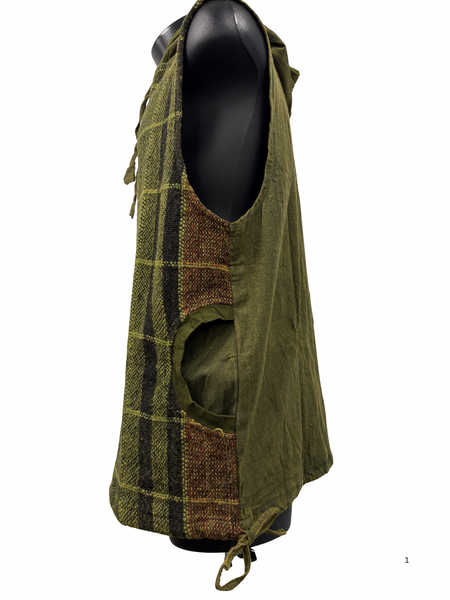 Jali Plaid  Cotton Pullover Sleeveless Green