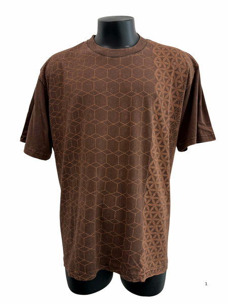T-shirt Flower of Life print Brown