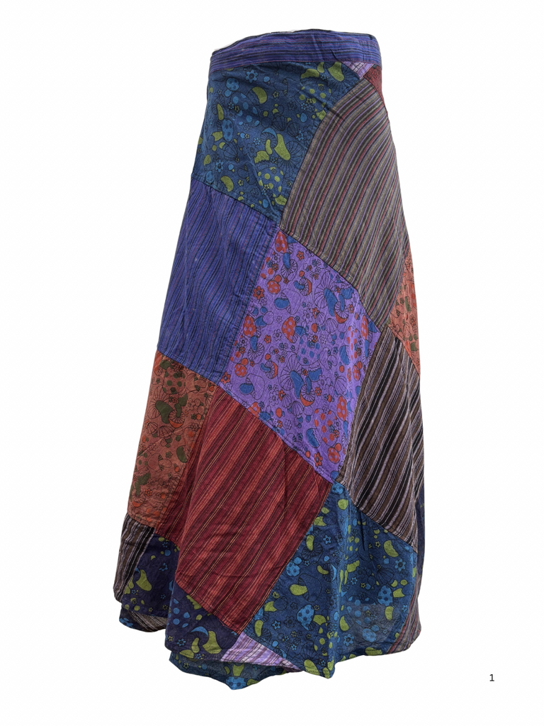 Patchwork Wrap Skirt Purple