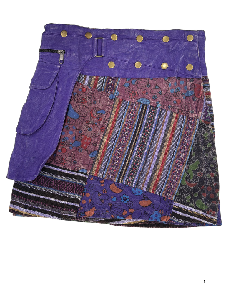 Festival Skirt Patchwork Mushroom Print