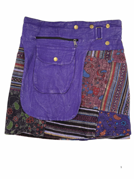 Festival Skirt Patchwork Mushroom Print