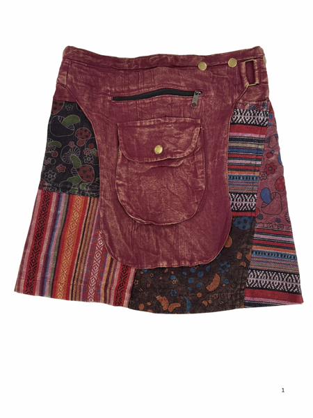 Festival Skirt Patchwork Mushroom Print