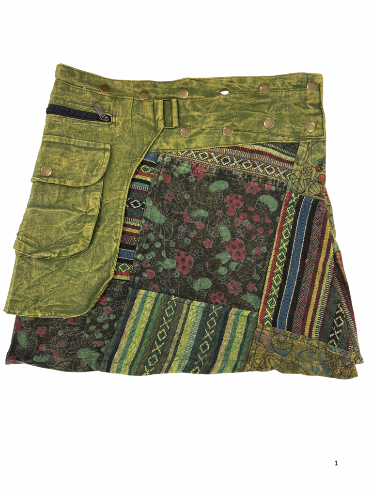 Festival Skirt Patchwork Mushroom Print