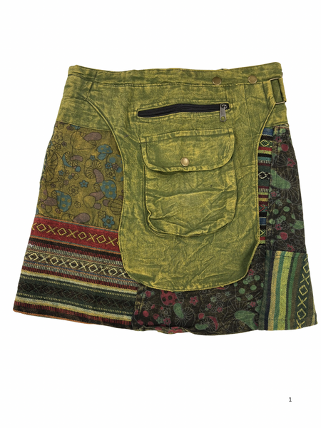 Festival Skirt Patchwork Mushroom Print