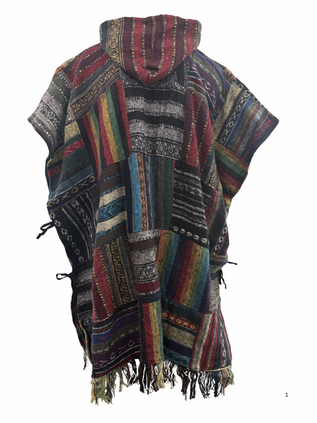 Patchwork Brushed Gheri cotton Poncho
